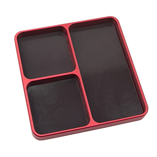 RC Screw Tray Magnet Screws Holder Plate Screw Organizer Tool (Red) | Universal Metal RC Screw Tray with Magnetic Pad, Magnet Screws Plate RC Tools for HSP Redcat Traxxas Axial 1/8 1/10 RC Car - color: Red