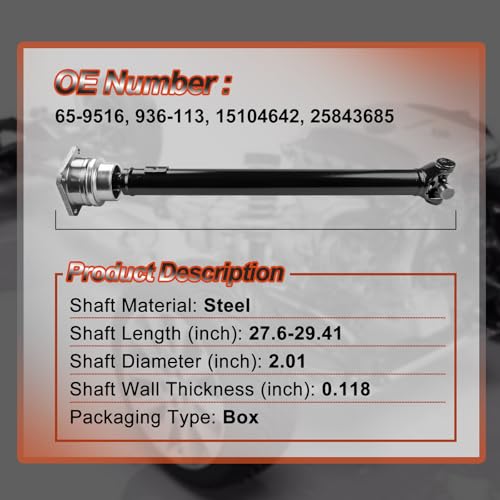 Drive Shaft Prop Shaft Driveshaft Assembly [4WD] Compatible with Chevrolet 2004-2012 Colorado & GMC 2004-2012 Canyon & Isuzu 2006 i-350, 2007-2008 i-370, Replace# 15104642