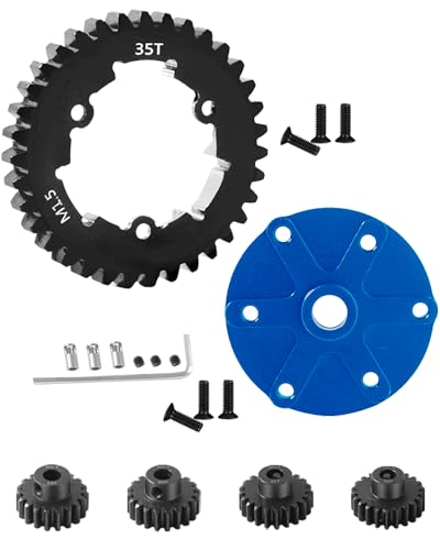 35T Spur Gear Cush Drive Upgrades Part for 1/5 X-Maxx 6S,8S Monster Truck,Aluminum Cush Drive Housing,Medium Carbon Steel 35T 1.5 Spur Gear with Pinion Gear(19T/20T/21T/22T),Navy Blue