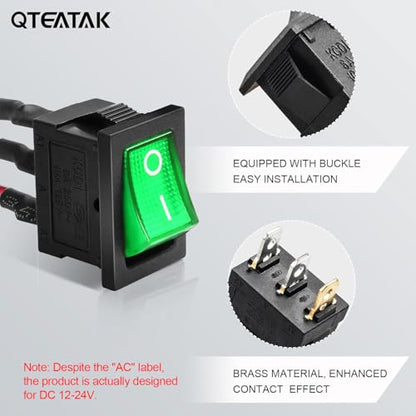 5 Pack KCD1 SPST Pre-Wired On/Off Green LED Boat Rocker Toggle Switch - color: Green, size: DC 12V-24V 20A - Pre-Wired