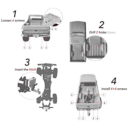 Canopy Topper Upgrade Parts for 1/24 Scale SCX24 C10 RC Crawler Pickup Truck（NO Truck Included）