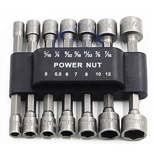 Power Nuts Driver Drill Bit Tools Set Metric Socket Wrench Screw 1/4'' Driver Hex Keys 14PCS - size: One Size