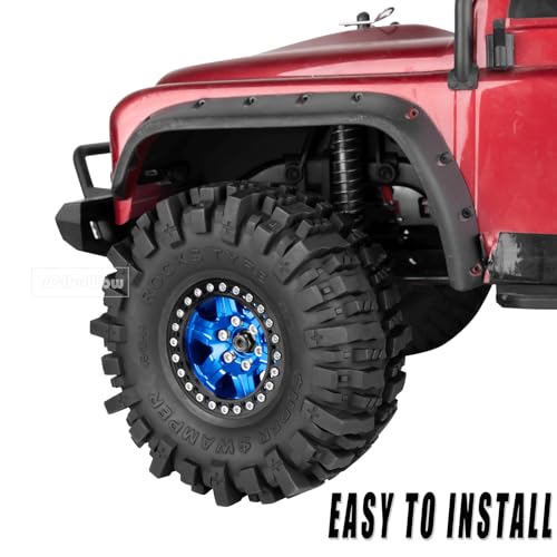 1.9 Beadlock rc Tires Wheels for 1/10 TRX4 TRX6 SCX10 90046 AX103007 Gen8 Gen7 D90 VS4-10 MST CFX RC Crawler,1.9 Wheels and Tires Alloy Aluminium Rims w/Rubber Tyres,Navy Blue - color: Navyblue(4pcs)