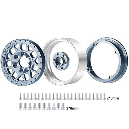 RCLIONS 1.9" Beadlock Wheels Aluminum Rims for AXIAL SCX10 TRX4 1/10th RC Crawler Truck Car (Titanium) - color: Titanium