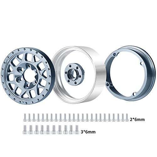 RCLIONS 1.9" Beadlock Wheels Aluminum Rims for AXIAL SCX10 TRX4 1/10th RC Crawler Truck Car (Titanium) - color: Titanium