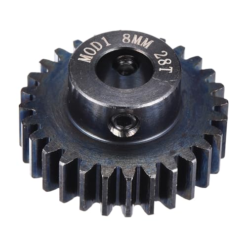 MECCANIXITY 1M 28T 40 Chrome Steel Motor Pinion Gears, 1.18" x 1.2" RC Motor Gears Fits 8mm Shaft Bore for RC Vehicles Truck Drift Remote Control Car Off-Road Crawler Parts, Black - style: 28T