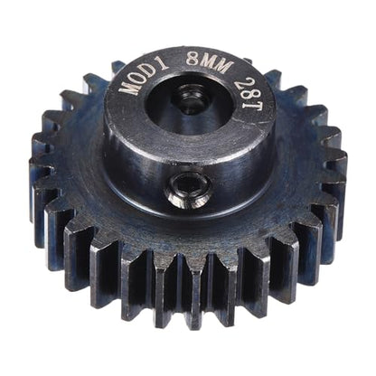 MECCANIXITY 1M 28T 40 Chrome Steel Motor Pinion Gears, 1.18" x 1.2" RC Motor Gears Fits 8mm Shaft Bore for RC Vehicles Truck Drift Remote Control Car Off-Road Crawler Parts, Black - style: 28T