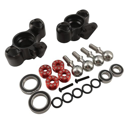 Steering Knuckles & Caster Blocks for ARRMA Kraton Outcast Notorious 6S (Black) | Aluminum,Front,Pivot Balls,1/8 Scale,BLX,AR330505 ARAC9366,CNC Machined,High Strength,Precision Fit - color: Black