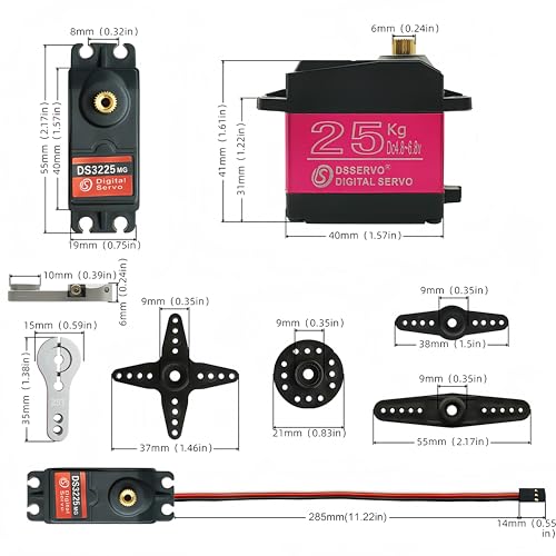 DS3225 25KG RC Digital Servo 270 Degree High Torque Waterproof Full Metal Gear with 25T Servo Arm for RC Car Boat Mechanical Arm