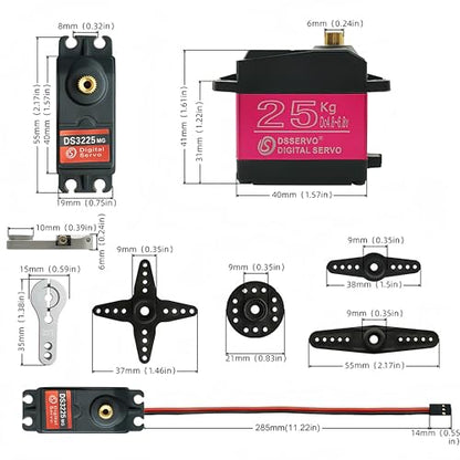 DS3225 25KG RC Digital Servo 270 Degree High Torque Waterproof Full Metal Gear with 25T Servo Arm for RC Car Boat Mechanical Arm