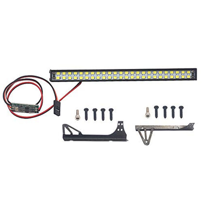 Vgoohobby RC Light Bar Roof Lamp Kit 48 Double Row Lights Compatible with Traxxas Slash Rustler Trx4 Axial SCX10 Tamiya D90 Gen8 1/10 RC Crawler (Wrangler Bracket)