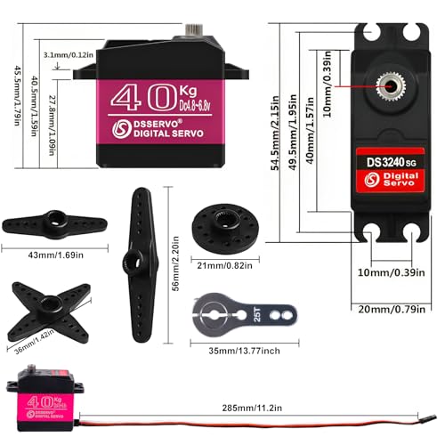DS3240 40KG Waterproof Full Metal Gear 270 Degree Digital Servo 6V with 25T Servo Arm for 1/8 1/10 RC Car Crawler Truck Mechanical Arm