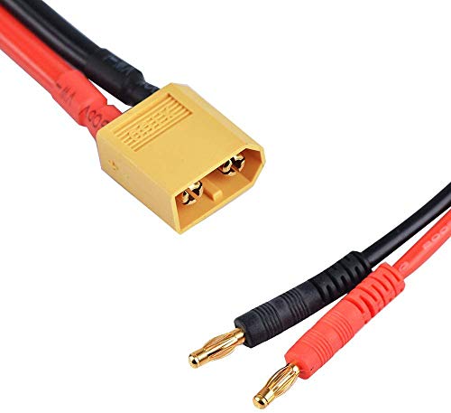 XT60 Cables- 2pcs XT60 Connector Plug to 4mm Banana Plugs Battery Charge Lead Adapter Cable 14awg 30cm