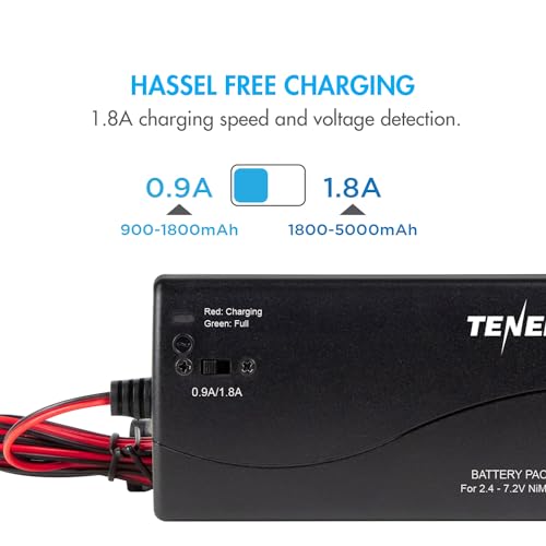 Tenergy Smart Universal Charger for NiMH Battery Pack (2.4V - 7.2V) for RC Cars, RC Airplanes, Airsoft Battery Packs (2-6 Cells)