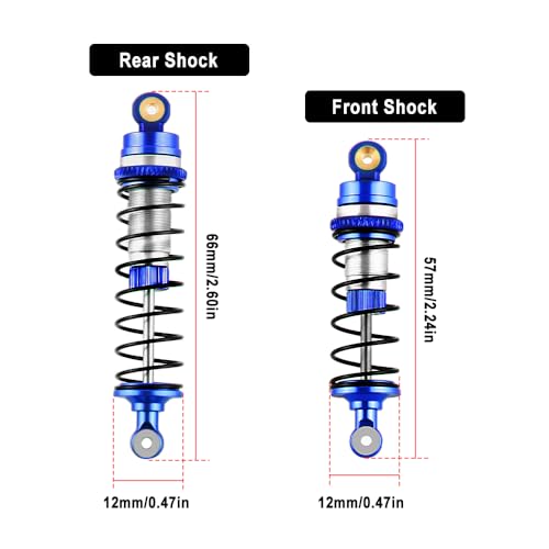 GLOBACT RC Shocks for LOSI 1/16 Mini-B 1/18 Mini-T 2.0 LOS314004 (Blue) - color: Blue