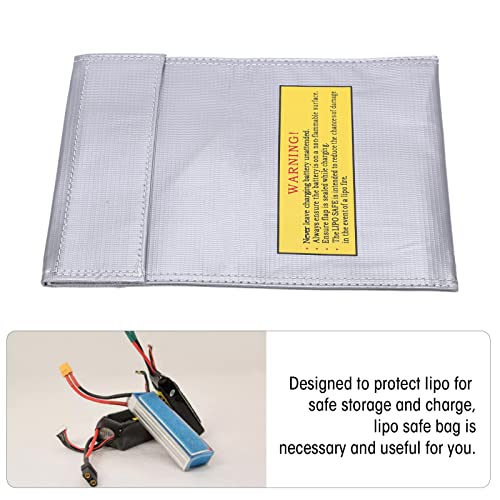 Fireproof Lipo Battery Bag, Flame Retardant Storage Pouch, Charging Container with Radiation Heat Resistant, Ideal for Various Aircraft Batteries, 18x23cm (Silver) - size: Silver