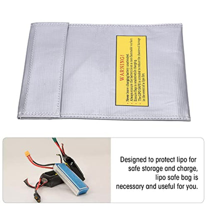 Fireproof Lipo Battery Bag, Flame Retardant Storage Pouch, Charging Container with Radiation Heat Resistant, Ideal for Various Aircraft Batteries, 18x23cm (Silver) - size: Silver