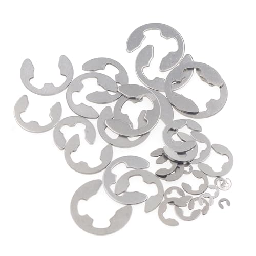 250PCS 10 Sizes Metric External E-Clip Retaining Ring Assortment Kit | 304 Stainless Steel E Circlip Snap Rings for 1.5mm-10mm Shafts with Storage Box