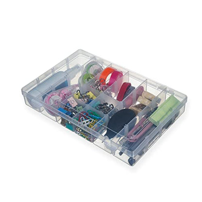 2 Pack 24 Grids Plastic Small Crafts Storage Boxes with Adjustable Dividers (10.5" × 6.7" x 1.57") - size: 24 Grid