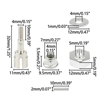 12mm Wheel Hex Drive Hub Adaptor Set, Silver | 4 Sets - color: Silver