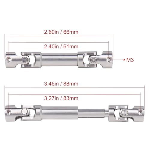 Stainless Steel Driveshaft Heavy-Duty Universal Joint Drive Shaft 66-88mm for 1/18 RC Rock Crawler Axial UTB18 Capra Unlimited Trail Buggy Upgrade Parts Replacements(Front) - style: Front