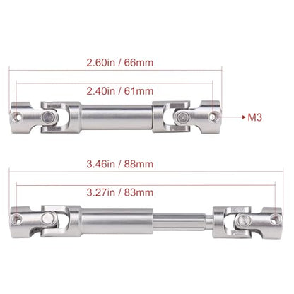 Stainless Steel Driveshaft Heavy-Duty Universal Joint Drive Shaft 66-88mm for 1/18 RC Rock Crawler Axial UTB18 Capra Unlimited Trail Buggy Upgrade Parts Replacements(Front) - style: Front