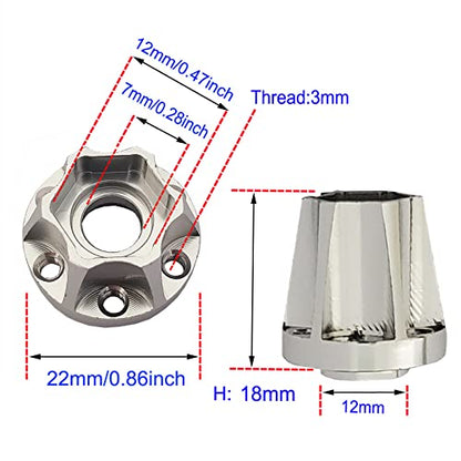 4Pcs RC Metal 12mm Hex Wheel Hubs Adapters for 1.9/2.2inch Beadlock Wheel Rim Axial Scx10 Trx4 Wraith Gen7 Gen8 D90 CC01 1/10 RC Crawler (18mm S) - size: 18mm