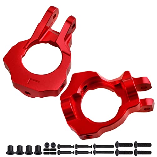 Aluminum Front Spindle and Carrier Set Steering Blocks Knuckles & Rear Hub Set Stub Axle Carriers for 1/10 Losi Tenacity TT Pro 4WD SCT DB Pro Lasernut U4, Replaces LOS234018 LOS234020 (Red) - color: Red