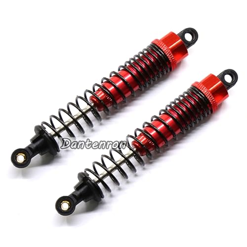 4Pack 1/10 RC Truck Car Adjustable Shock Absorber Damper 108004 Upgrade Parts 108mm Oil 108mm Oil Adjustable Alloy Aluminum Shock For 1:10 HSP 94188 94108 94111 Redcat Volcano (Red) - color: Red