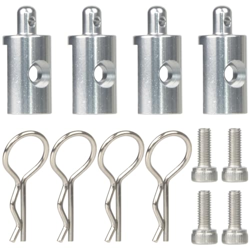 4Pcs Aluminum Body Mounts Body Shell Posts for 1/12 Scale Tamiya CW-01 Chassis Lunch Box Midnight Pumpkin Upgrades Parts (Silver) - color: Silver