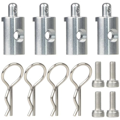 4Pcs Aluminum Body Mounts Body Shell Posts for 1/12 Scale Tamiya CW-01 Chassis Lunch Box Midnight Pumpkin Upgrades Parts (Silver) - color: Silver
