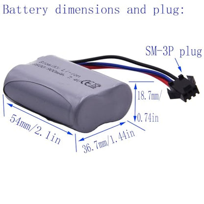Blomiky 7.4V 900mAh SM-3P Plug Li-ion Rechargeable Battery and USB Cable Suitable for E341 G03082R Amphibous RC Cars / C82 and USB