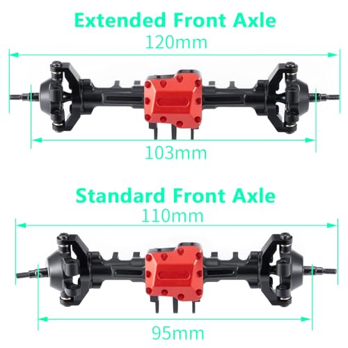 Front Axles Set+4mm Extended Aluminum Complete Axles | For TRX4M Upgrade 1/18, RC Crawler Car - size: Extended Front Axle