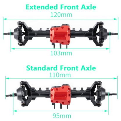 Front Axles Set+4mm Extended Aluminum Complete Axles | For TRX4M Upgrade 1/18, RC Crawler Car - size: Extended Front Axle