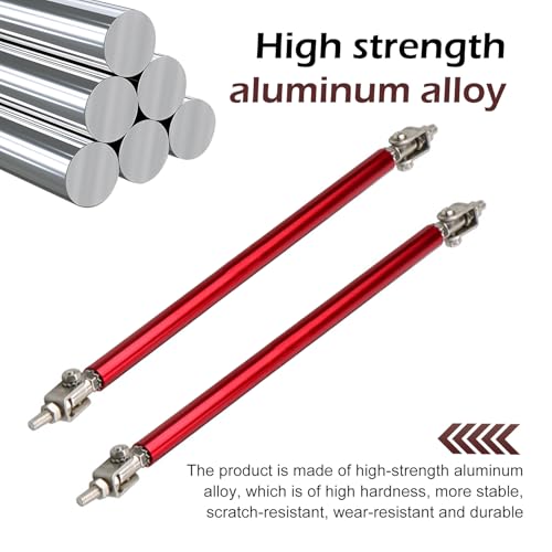 2 PCS Front Bumper Lip Strut Rod, Adjustable 7.87"-10.83" Stainless Steel Bumper Lip Splitter Diffuser Strut Rod, Automotive Reinforcement Tie Bar, Universal for Most Cars (Red) - color: Red
