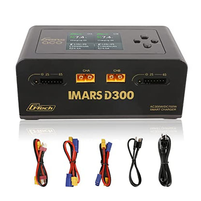 Gens Ace IMARS D300 G-Tech Smart Dual Lipo Charger 16A AC 300W DC 700W Lipo Charge（Black）