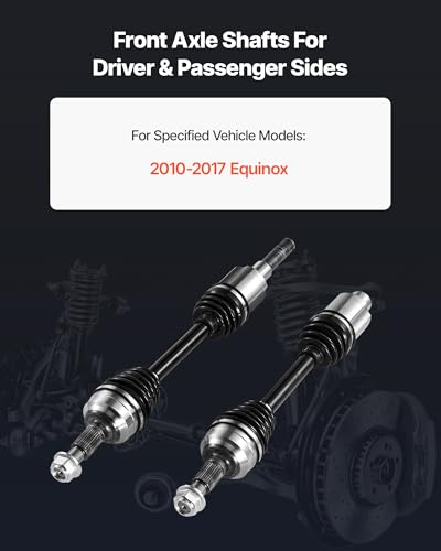 VEVOR CV Axle Shaft Assembly, 2 Pieces Front Left & Right (Driver and Passenger Side), Automotive Replacement Joint Axles Pair Compatible with 2010-2017 Equinox, Alloy Steel & Carbon Steel - size: 2010-2017 Equinox, style: Front Driver and Passenger Side