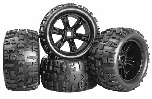 RC Monster Truck Tires and Wheels 17mm Hex Pre-Glued Set with Foam Inserts for 1/8 Arrma Kraton 1/10 Maxx E-Revo (4Pcs)