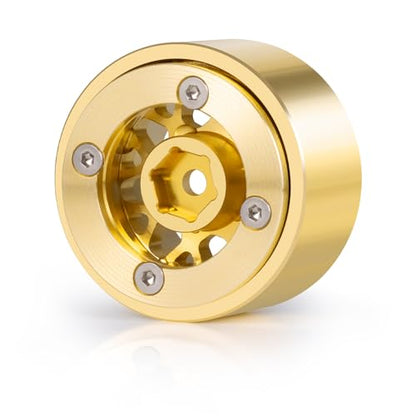 1.0 Plus RC Beadlock Brass Wheel Hub 60g/pcs 1.26 Inch Beadlock Wheels Negative Offset Wheel Rims for Axial SCX24 TRX4M FCX24 Redcat Ascent-18 1/24 1/18 RC Crawler, 4PCS/Set