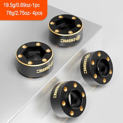 OGRC 1.9" Wheel Hex Adapter Widen 9mm Brass Weights for 1/10 SCX10 TRX4 | 12mm Hex, 19.5/pc, 78g Total Weights, for Traxxas Axial Redcat RC Crawler Car, (9mm)
