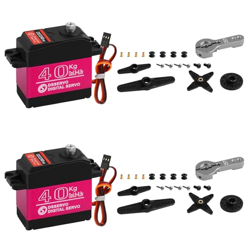 2 Pack High Torque 40KG Digital Servo, DS3240MG Full Metal Stainless Steel Gear Waterproof Steering RC Servo, for 1/8 1/10 Scale RC Car Crawler Buggy Airplane Control Angle 180°