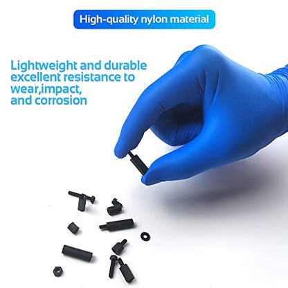 350PCS M4 Black Male Female Nylon Hex Spacer Standoff Screw Nut Set Assortment Kit (Black) for PCB Motherboard Circuit Board - size: 350Pcs M4
