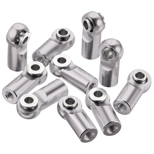 10Pcs/Set Metal M2.5 Link Tie Rod End Ball Joint for RC Model Car Boats Airplane Linkage Replacement Parts RC Links Linkage(Gray) - color: Gray