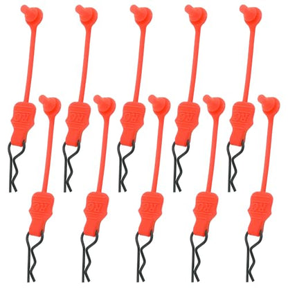 10 Pieces 1.2mm RC Body Shell Clips Pin with Pull Tabs Compatible with All 1/10 1/12 Scale Traxxas Arrma Redcat Axial Losi HSP HPI Kyosho RC Car Truck Crawler Body Shell Upgrades((Red) - color: Red
