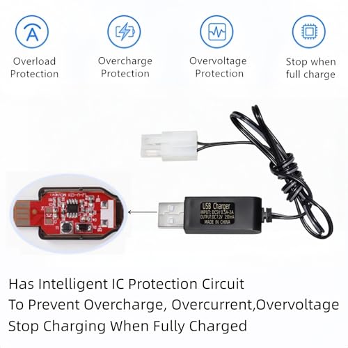 7.2V 2400mAh Ni-MH Battery AA Battery Pack with Standard Tamiya Connector for RC Car RC Truck Household Appliances 1 Pack 7.2V Battery with USB Charger