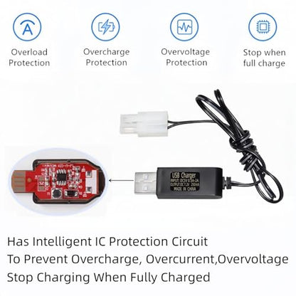 7.2V 2400mAh Ni-MH Battery AA Battery Pack with Standard Tamiya Connector for RC Car RC Truck Household Appliances 1 Pack 7.2V Battery with USB Charger