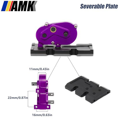 AMK 1/10 Scale Transmission Kit OD Transfer Case Gearbox with 30% Overdrive Gear Box 3Pcs Driveshafts for RC Crawler Axial SCX10 II Element Enduro DIY LCG Chassis (Purple) - color: Purple