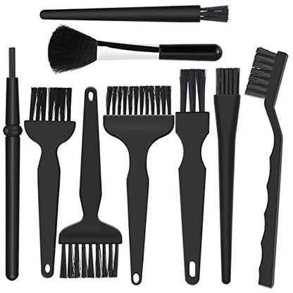 9 in 1 Anti Static Brushes Small Cleaning Kit Multi-Purpose Nylon Brush for Keyboard, PC Motherboards, Camera, Phone, Laptop, MacBook, Computer | 9 nylon anti-static brushes for cleaning keyboards, PCs cameras and electronics without scratching delicate s
