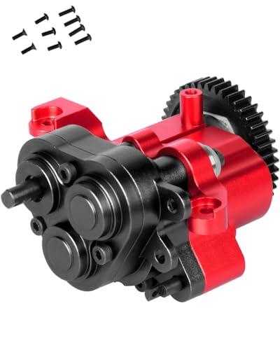 Aluminum Transmission Gearbox with Internal Gears Upgrades Part for 1/10 TRX-4 TRX-6 RC Crawler,Alloy 2 Speed Transmission Gearbox,Red - color: Black & Red - (Alloy Transmission)