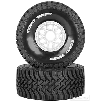 RC Wheels and Tire for 1/8 Maxx Slash 6S Short Course Truck(102076-4),All-Terrain Rubber Tyres w/Foam Insert,Replacement for #10272,White - color: White(4pcs)